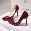 New women's Pumps Female Fashion Patent Leather Sexy Pointed Toe high heels Large size work shoes Wedding Shoes Size 44
