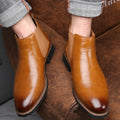 Brown Burnished Genuine Leather Lace Up Chunky Sole Formal Business Office Groom Wedding Daily Wear Shoes Fashion Comfortable