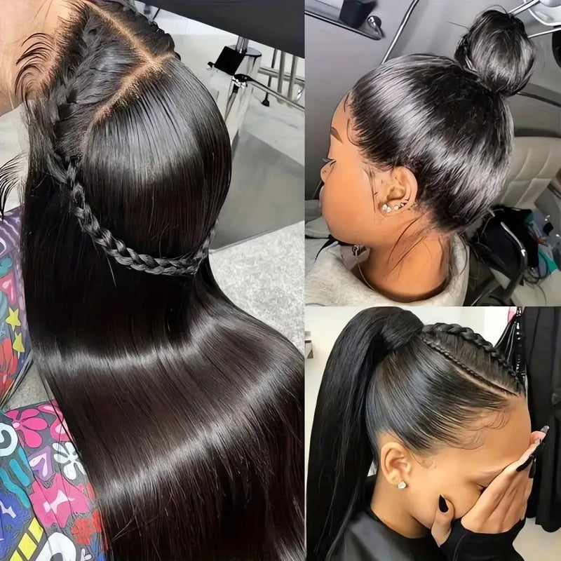36 Inch Invisible Strap 360 HD Full Lace Wig Bone Straight Frontal Wig Straight Lace Front Human Hair Wig