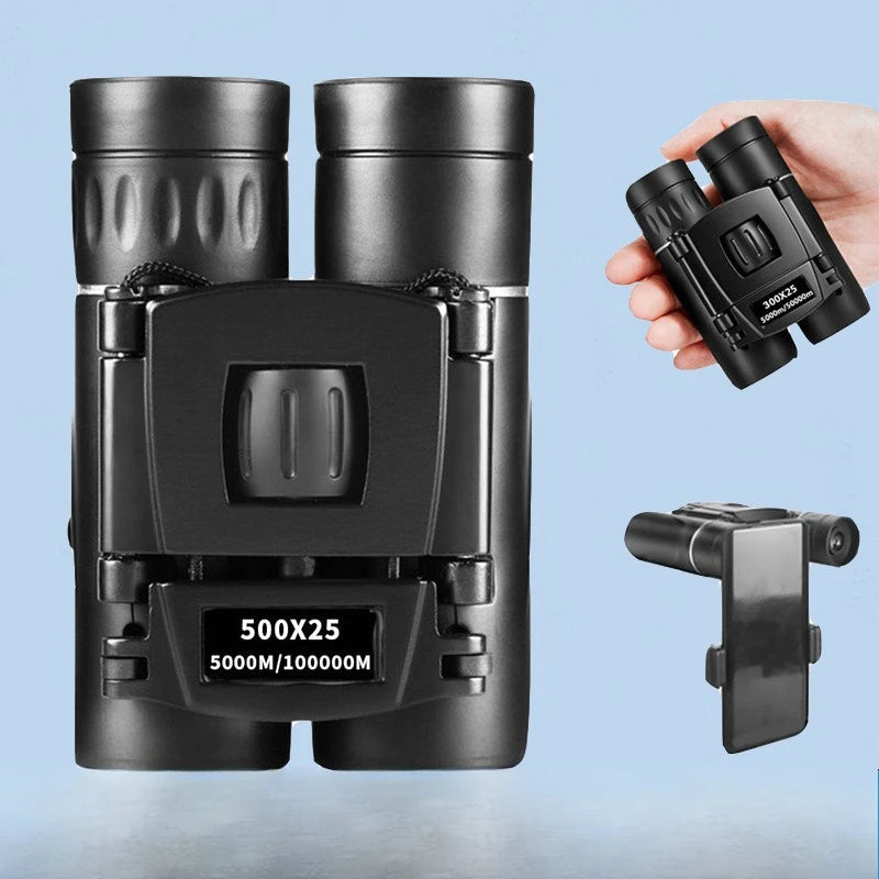 NEW 500X25 HD Powerful Binoculars 2000M Long Range Folding Mini Telescope with FMC Optics for Hunting & Outdoor