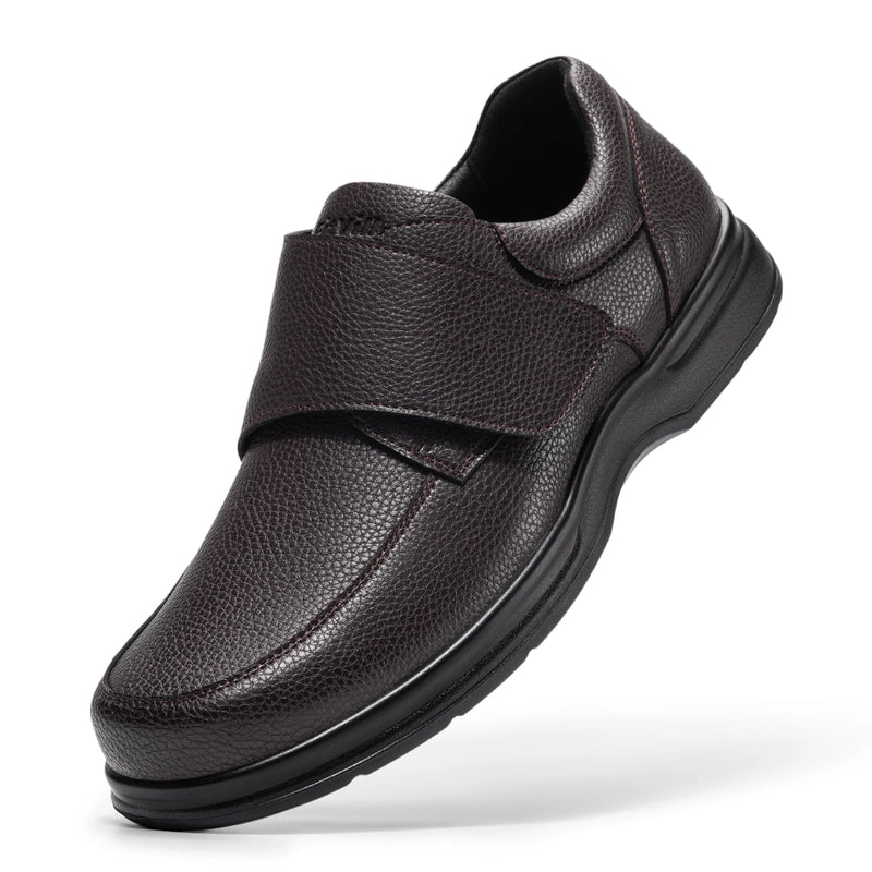 Fitville Men'S Business Leather Shoes Wide Toe Box  Casual Oxford Shoes  Lightweight Non-Slip Water-Repellent For Swollen Feet
