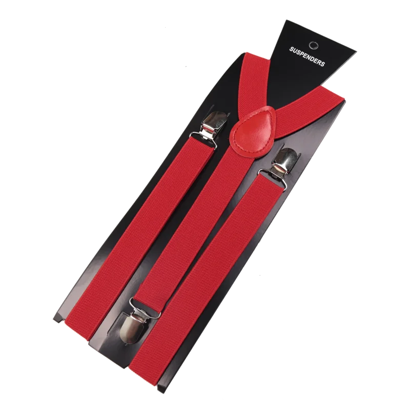Unisex Elastic Leather Suspenders Braces Men Women Gift Black Blue Red Adjustable Straps for Wedding Suit Skirt Accessories