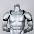 Black Punk Style Adjustable Tightness PU Metal Chain Half Harness Belt Men Top Chest Suspender for Cosplay - Visuel 6 | SAMAG