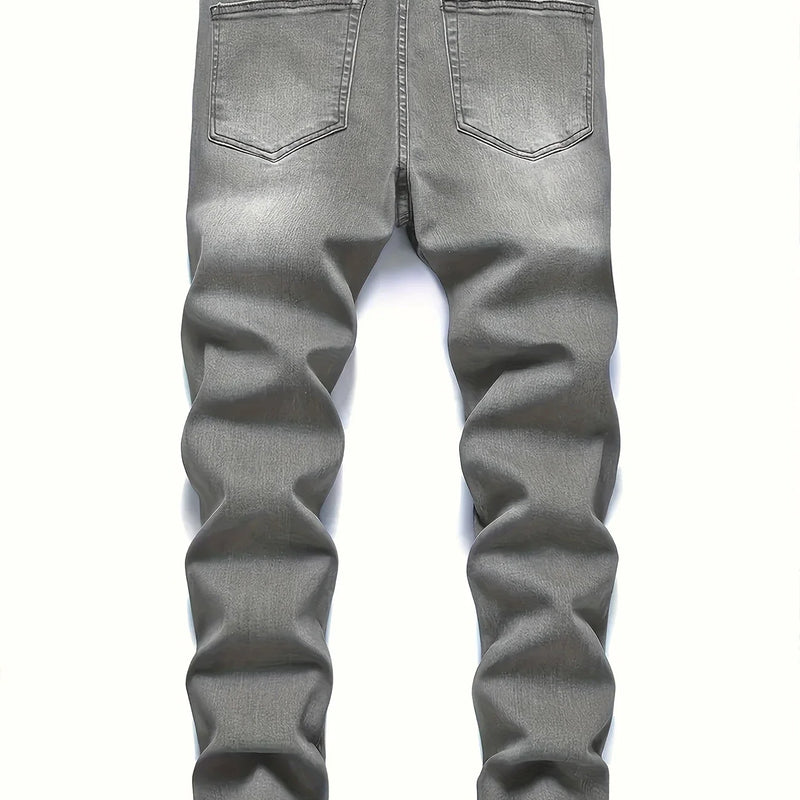 Men's Slim Fit Stretch Denim Jeans with Rips Casual | SAMAG