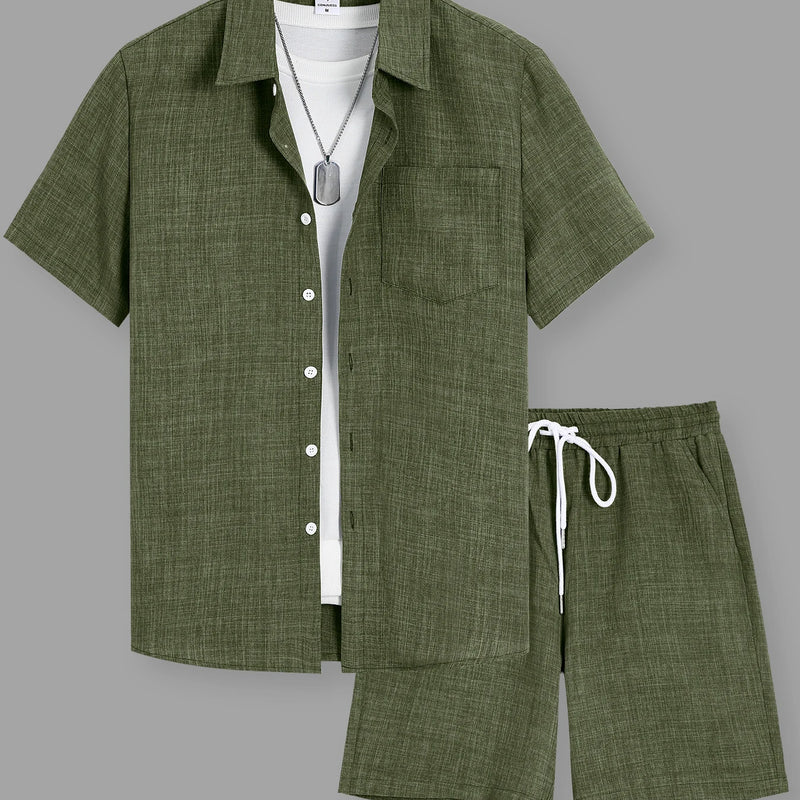 Summer Men's Cotton Linen Texture Lapel Short Sleeve | SAMAG