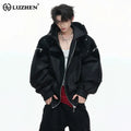 LUZHEN 2026 New Fashion Zipper Decorate Patchwork Design Hooded Coat Men Handsome Street High Quality Casual Male Jacket JY6106