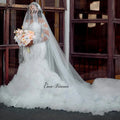 Customized African Ruffles Mermaid Wedding Dress Style - View 2 | SAMAG