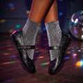 Metal Stud Ballet Flats for Women Square Toe Ankle Strap Design Rivet Decoration Memory Foam Insole Party Evening Shoes