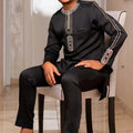 African Traditional Dress Men's Suit Long Sleeve Ethnic Style Printed Patchwork Shirt Casual Pants 2 Piece - View 13 | SAMAG