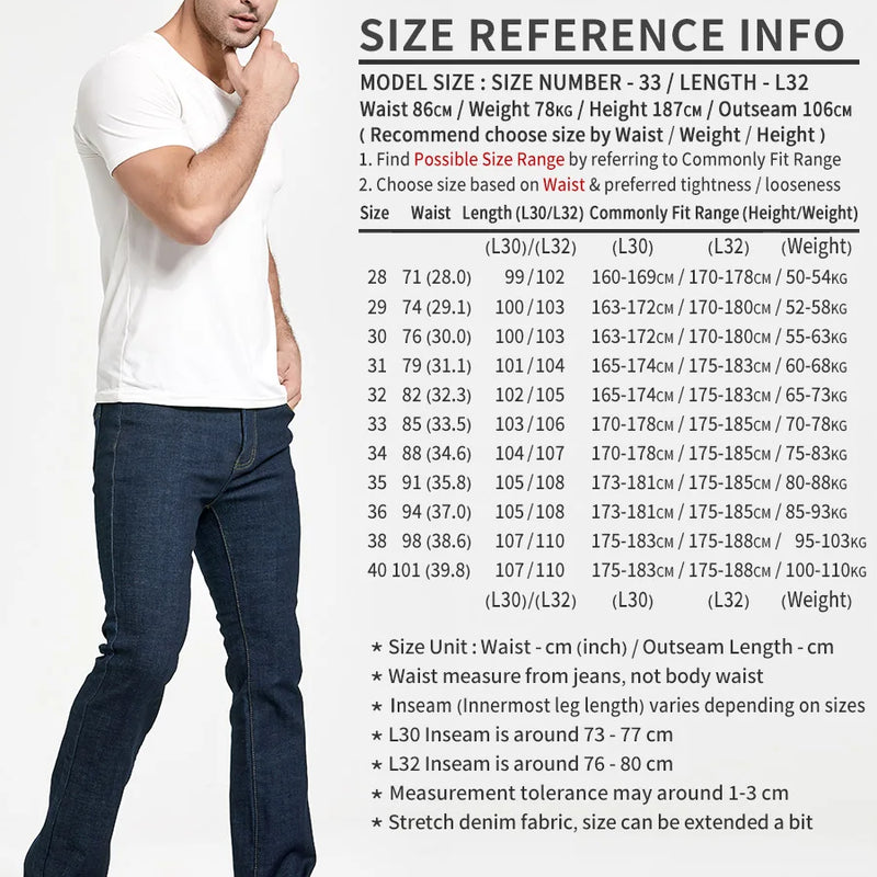 Mens Winter Stretch Denim Jeans Thicken Warm Pants Slim Slightly Flare Trousers Boot Cut Fit Polar Fleece Jeans