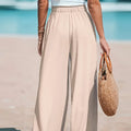 Women's Casual Wide Leg Pants - All Season Comfort Pockets Elastic Waist Loose Fit Solid Color Pants Suitable for Outdoor and Le