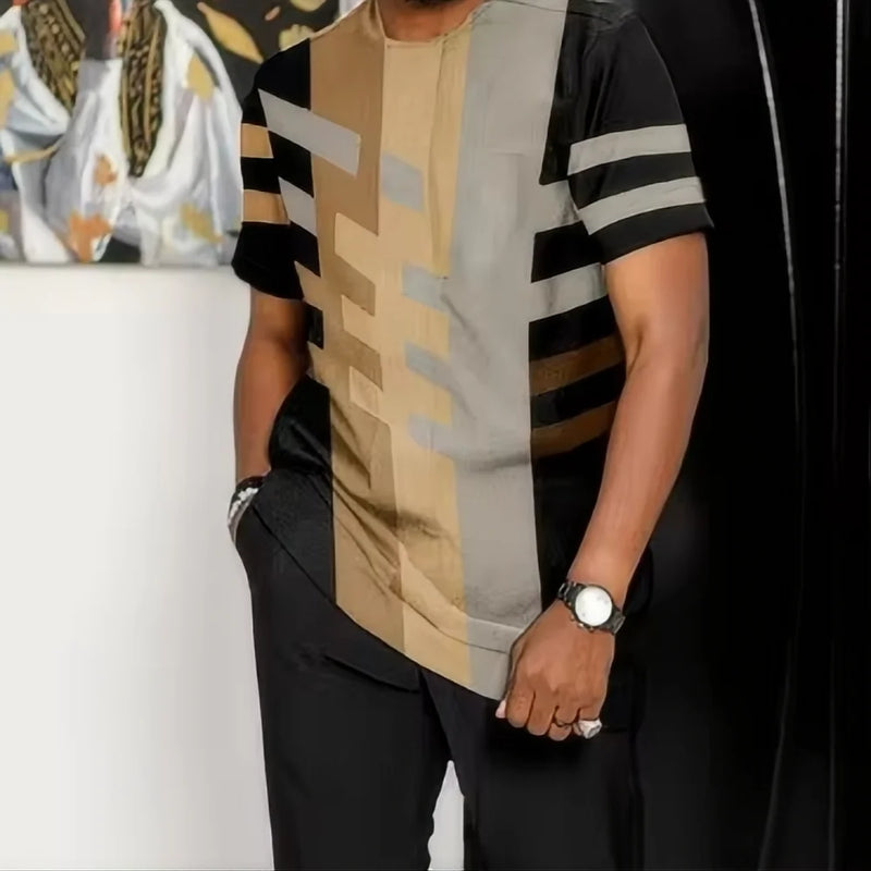 Summer fashion new sports suit men's T - shirt+pants 2 - piece set oversized clothes Joogers Outfit 3D - View 3 | SAMAG