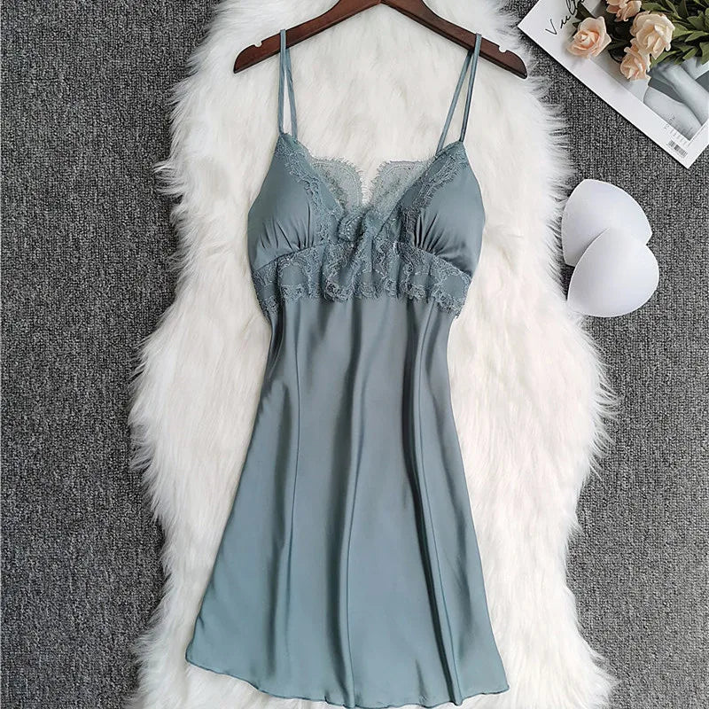 White Sleep Set Pajamas Lady Lace Satin Pyjamas Kimono | SAMAG