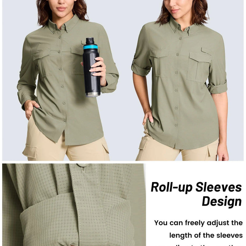 TACVASEN Women's UPF50+ Quick Dry Hiking Fishing Blouse - View 2 | SAMAG