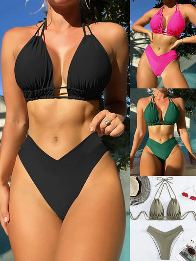 Nylon Solid Bikini Swimwear Sexy Fashion Modelling Design | SAMAG