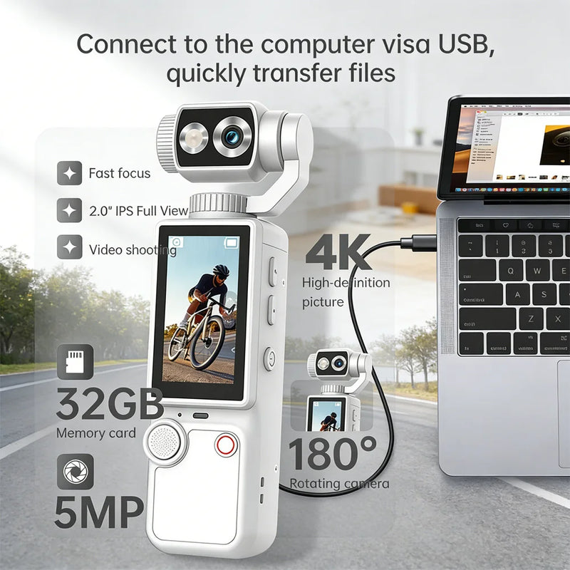 New Pocket3 Pro 4K Sports Action Camera Remote Control 2.0" IPS Screen Portable DV Video Recorder for Cycling Motorcycle Vlog