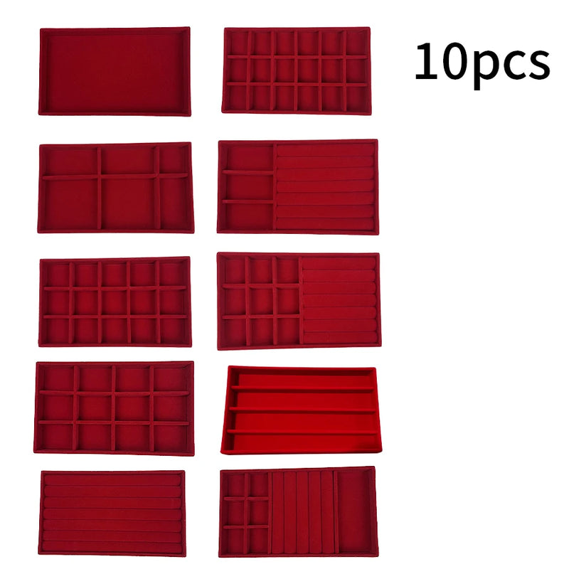 1 Set, (Including 8PCS) Flocking Jewelry Box Jewelry Tray