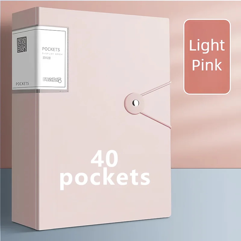 A4 Display Paper File Folder 40/60/100 Pockets Document Organizer with Snap Closure Office School Stationery