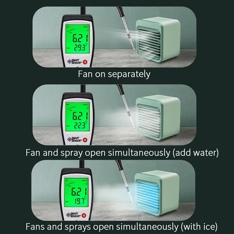 2026 Portable Mini Air Conditioner Desktop Fan USB Rechargeable Air Cooler Table Cooling Mist Fan Humidifier for Office Home
