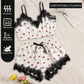 Pajama Suit Women Fashion V-Neck Stretch Satin Lace Sexy | SAMAG
