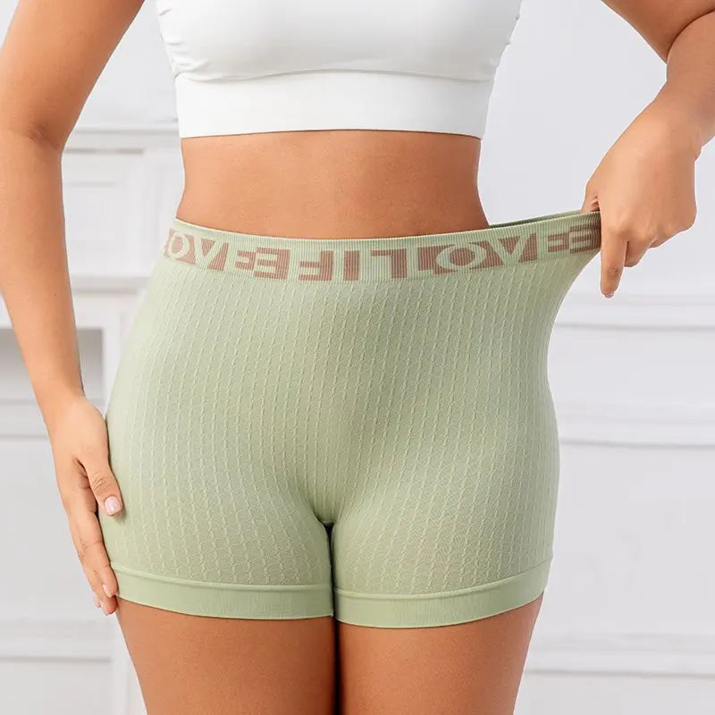 Ribbed Yoga Shorts Seamless High Waist Hip Lifting Elastic Breathable Quick Dry Fitness Running Casual Sports Bottoms for Women