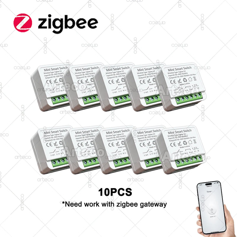 Zigbee 3.0 Mini Smart Switch 16A 2 Way Control Relay Breaker Home Automation DIY Module Light Switches Need Gateway Support Z2M