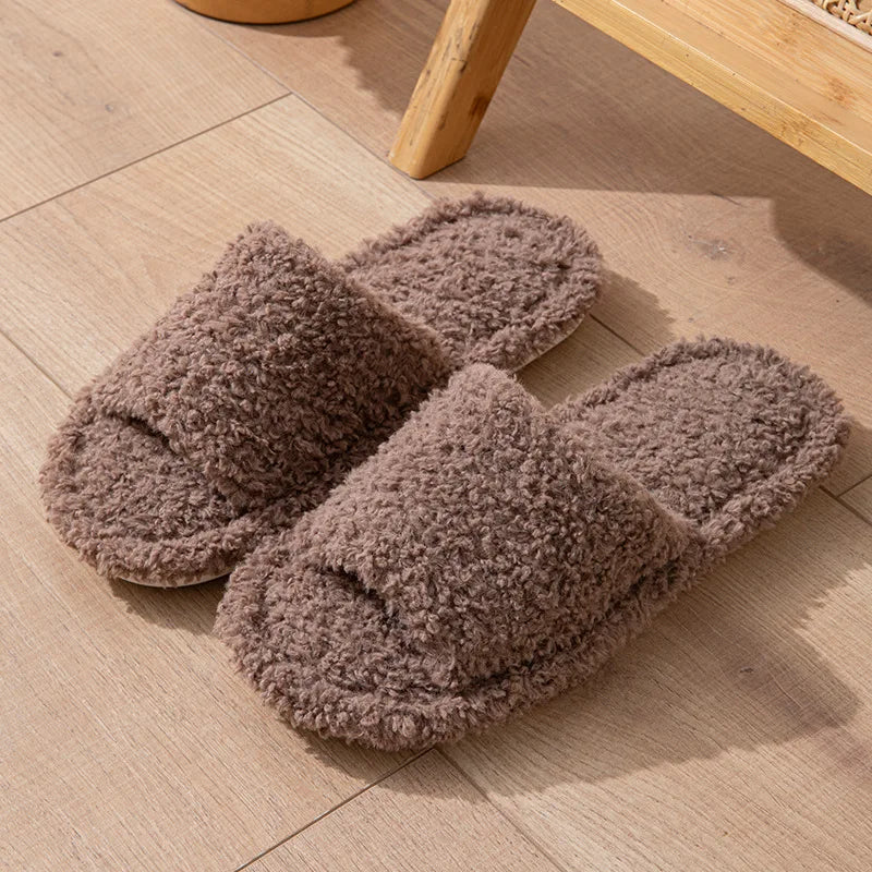 Casual Fluffy Women's Slippers Home Luxury Designer Woman Shoes Flats Fashion Fuzzy Fur Slides New Winter Plush Elegant Footwear