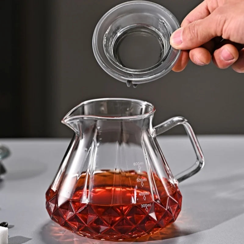 JUSTINLAU Hand Drip Coffee Pot Set High Borosilicate Glass Coffee Brewing Pot Espresso Filter Cups Household Coffee Accessories