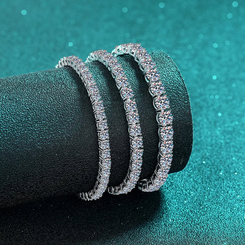 100% S925 Sterling Silver 2-6mm Real Moissanite Tennis Bracelet for Women Wedding Jewelry Christmas Exquisite Gift