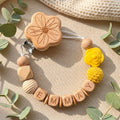Personalized Name Pacifier Clip Silicone Wooden Dinosaur Baby Teether Holder BPA Free Custom Soother Chain Handmade Dummy Clip