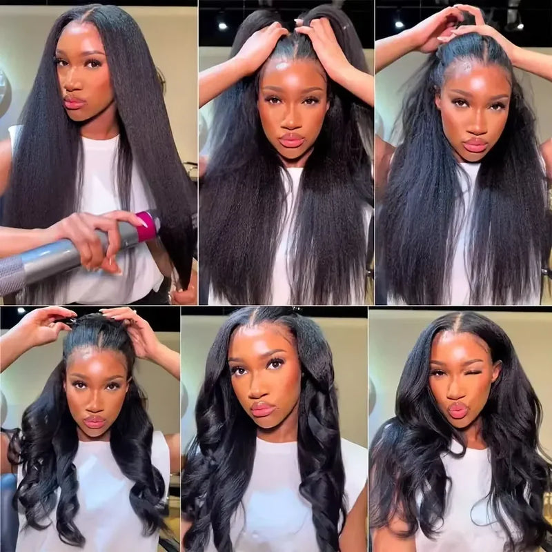 Yaki Straight Wigs Human Hair 13x4 13x6 HD Lace Frontal 100% Human Hair Wig For Women Kinky Straight Lace Front Wig 4x4 5x5 Wigs