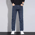 Men's fashion business jeans classic style casual elastic slim fit denim pants black blue - View 6 | SAMAG