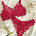Women's Lingerie & Underwear， eyelash sxy fancy lace strapping underwire bra &  brazilian panties ，victoria style
