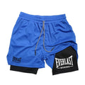 Men's fashionable double-layer sports shorts EVERLAST printed sports shorts, double-layer quick drying basketball muscle fitness