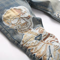 Men's Skull Boot Cut Denim Jeans Vintage Blue Devil | SAMAG