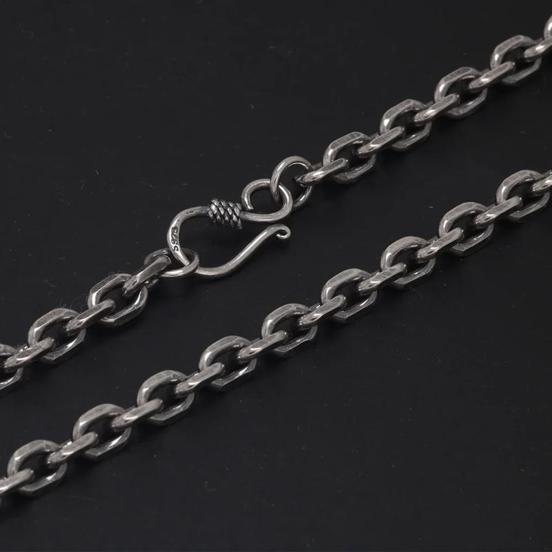 Real Pure 925 Sterling Silver 2.5 3 4 5mm Cable Link Chain Necklaces For Men And Women Vintage Viking Punk - Visuel 3 | SAMAG