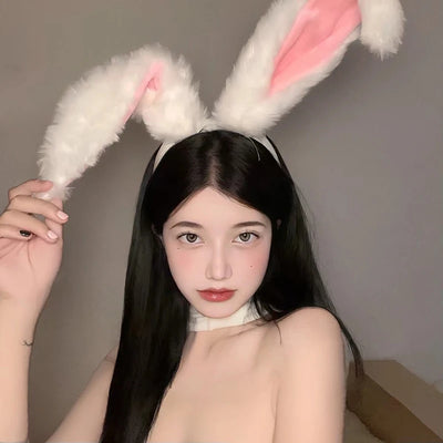 Girls Plush Long Rabbit Ear Hair Bands Headwear Headband | SAMAG