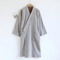 2026 New Men's 100% Cotton Gauze Bath Robes Loose Thin Japanese Kimono Pajamas for Men Casual Lace Up Bathrobes V-Neck Nightgown