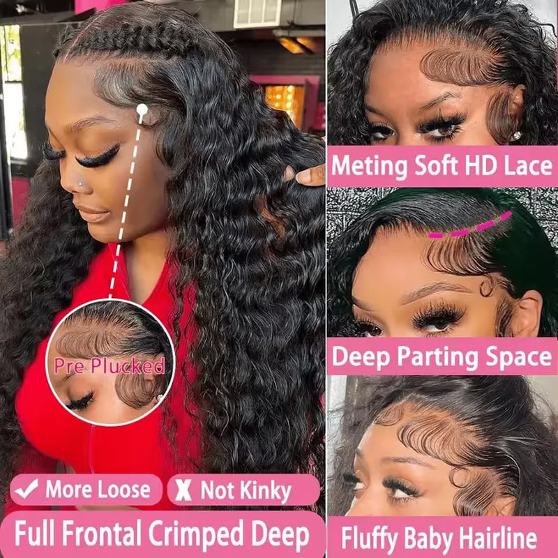 HD Transparent Deep Curly Frontal Wig 13x4 Curly Lace Front Human Hair Wigs For Black Women Wet And Wavy Water Clearance On Sale