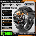 Military Grade Alloy Smartwatch 1400mAh Long Standby Waterproof SOS Emergency Flashlight BT Call Outdoor Sports Watch For Men