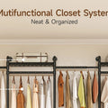 L4 Wall Mounted Industrial Pipe  Clothes Rack, Closet Organizer System with Rods Expandable, Clothing Rack, Corner Garment Rack