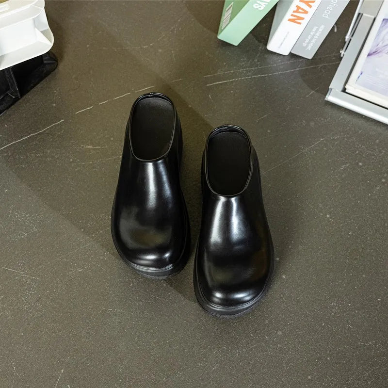 Spring Women's Slippers For Outdoor Wear 2026 New High Heel Princess Women Slippers Platform 9cm Women Slippers Genuine Leather
