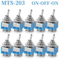 10PCS MTS-102 103 202 203 3Pins 6 Pins Mini Toggle Switch For Switching Lamp Light ON-OFF-ON /ON-ON Switch 6A 125VAC
