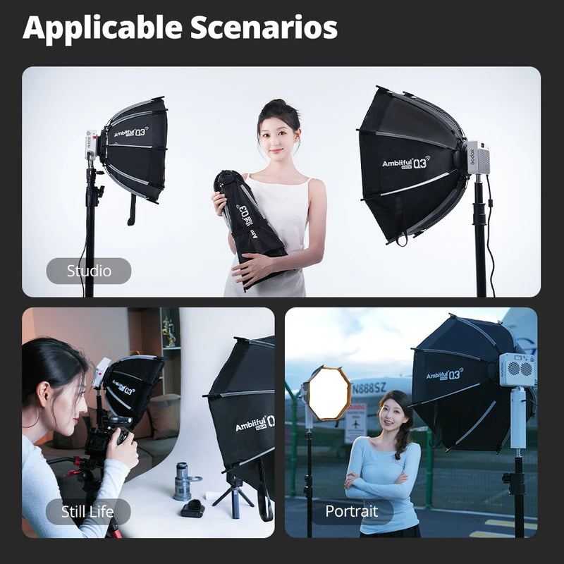 AMBITFUL Q3 40cm 60cm GODOX Mount Softbox SA-GD Speed Ring Matt Box Light Box For GODOX ML100 BI ML60 AD300Pro LED Flashlight