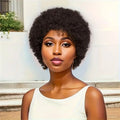 Afro Kinky Curly Human Hair Wigs 6/8 Inch Machine Made Wigs for Women - Fluffy Natural Looking Pixie Cut Wigs