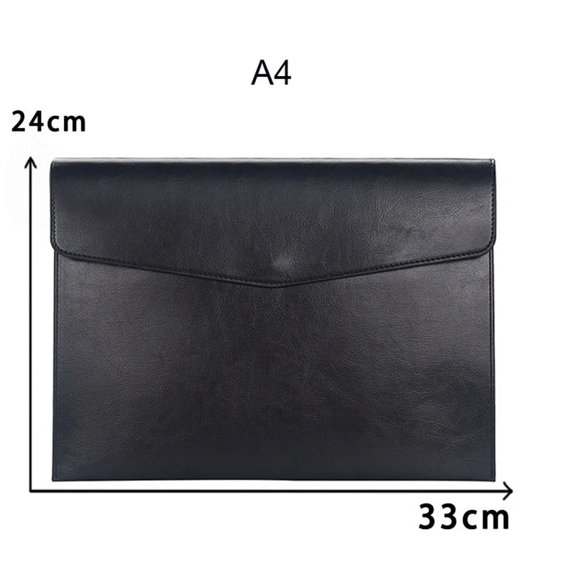 A4 A6 Leather File Folder Business Document Organiser Folder Bag Fashion Briefcase Data Contract Bill File Bag School Office Sup