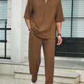 Commuter Suit Casual Shirt Solid Color Short Sleeve Pants | SAMAG