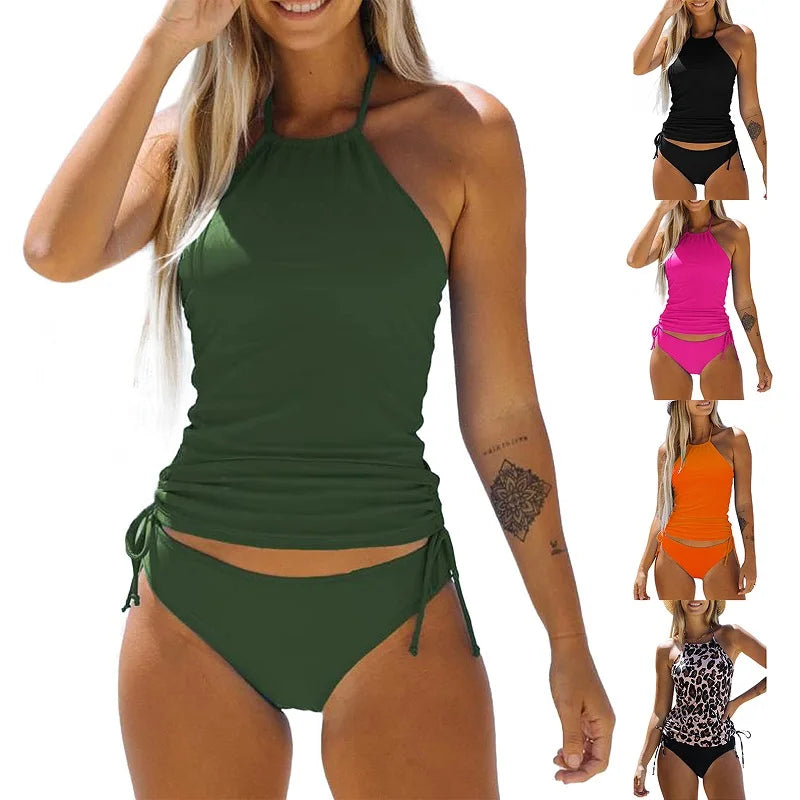 Women's Two Piece Suit Bathing Solid Color Drawstring | SAMAG