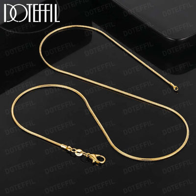 DOTEFFIL 18K Gold 2mm Flat Snake Chain Necklace 16/18/20/22/24/26/28/30 Inch For Women Man Fashion Wedding Jewelry | SAMAG