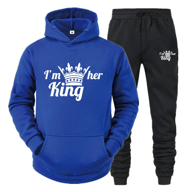 Lover Tracksuit Hoodies Printing QUEEN KING Couple Sweatshirt Plus Size Hooded Clothes Women Two Piece Set - View 23 | SAMAG
